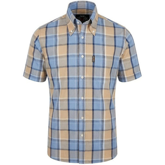 Trojan Records Windowpane Check Shirt With Pocket Square Powder