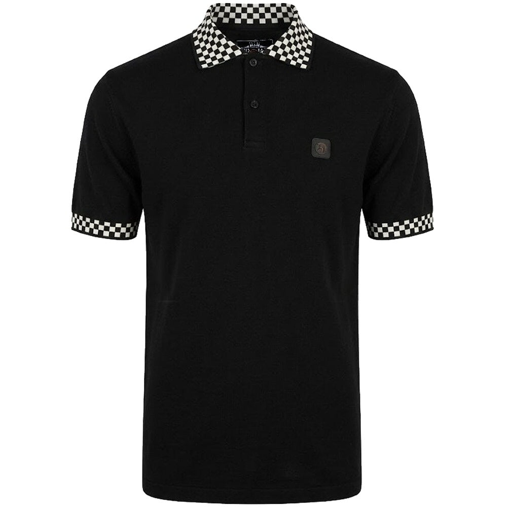 Trojan Records Chequerboard Trim Pique Polo Black