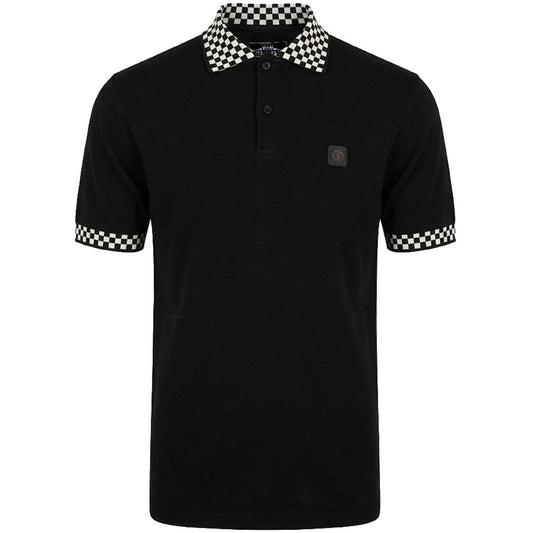 Trojan Records Chequerboard Trim Pique Polo Black