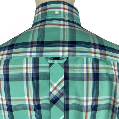 Trojan Records Classic Plaid Check Shirt With Pocket Square Turquoise