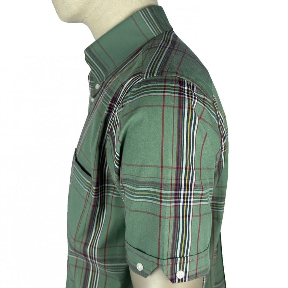 Trojan Records Classic Large Check Shirt With Pocket Square Green