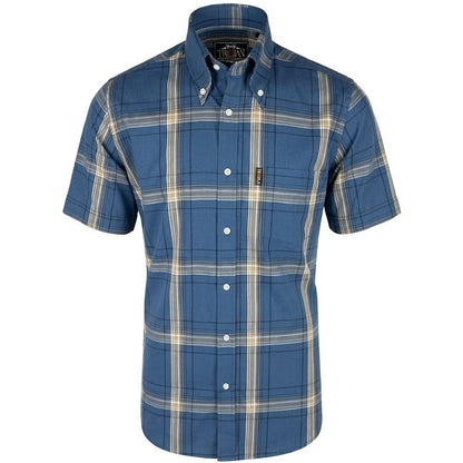 Trojan Records Classic Large Check Shirt With Pocket Square Cobalt