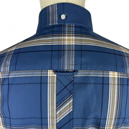 Trojan Records Classic Large Check Shirt With Pocket Square Cobalt