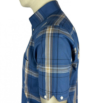 Trojan Records Classic Large Check Shirt With Pocket Square Cobalt