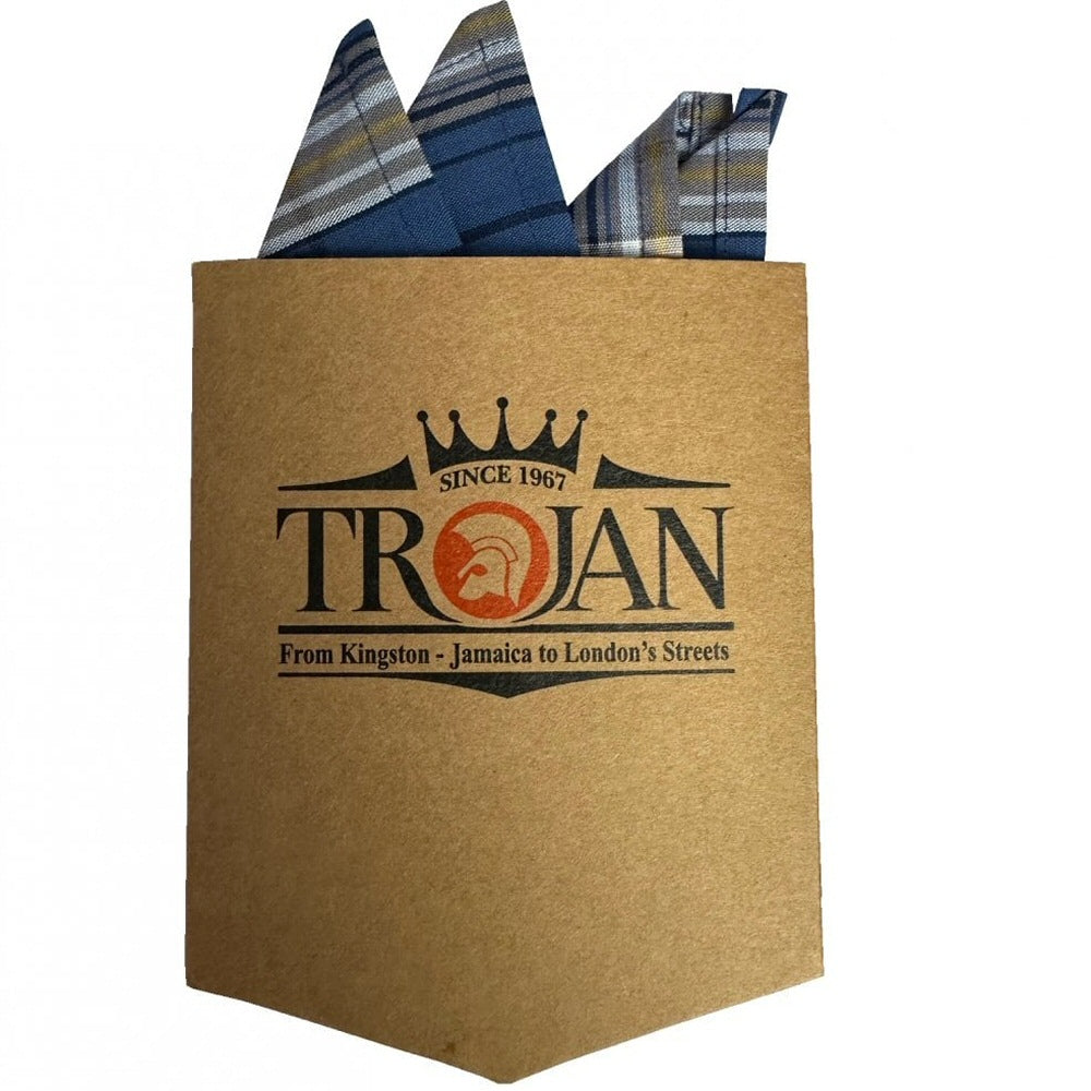 Trojan Records Classic Large Check Shirt With Pocket Square Cobalt