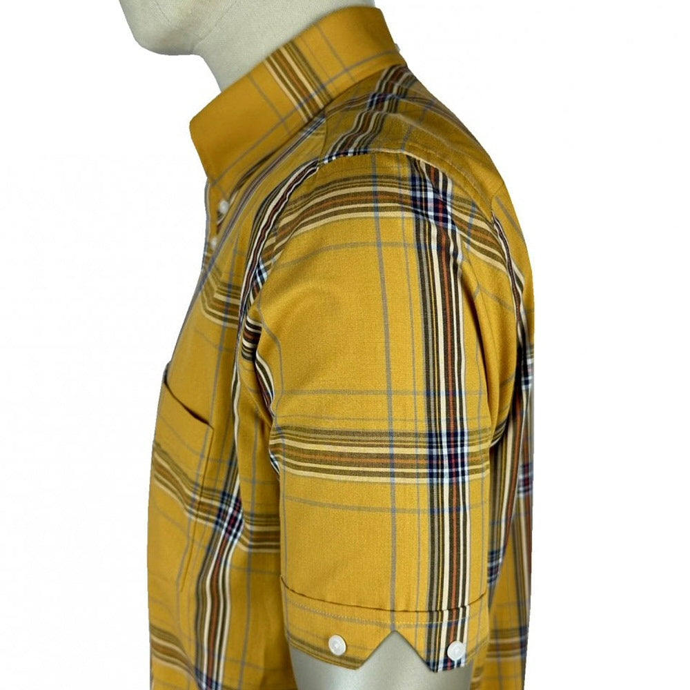 Trojan Records Classic Large Check Shirt With Pocket Square Mustard