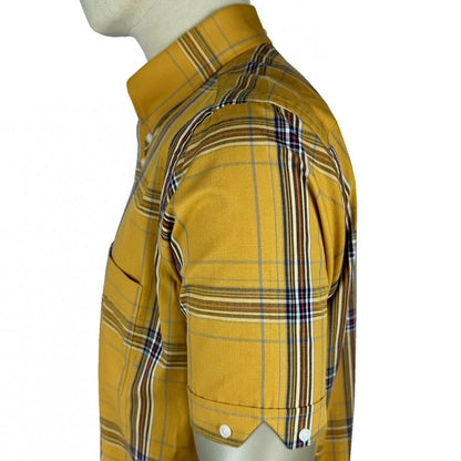 Trojan Records Classic Large Check Shirt With Pocket Square Mustard