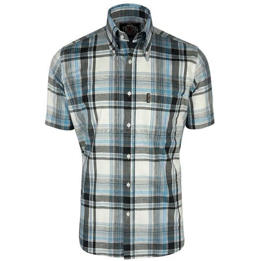 Trojan Records Classic Tartan Check Shirt With Pocket Square Black