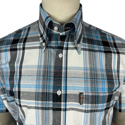 Trojan Records Classic Tartan Check Shirt With Pocket Square Black
