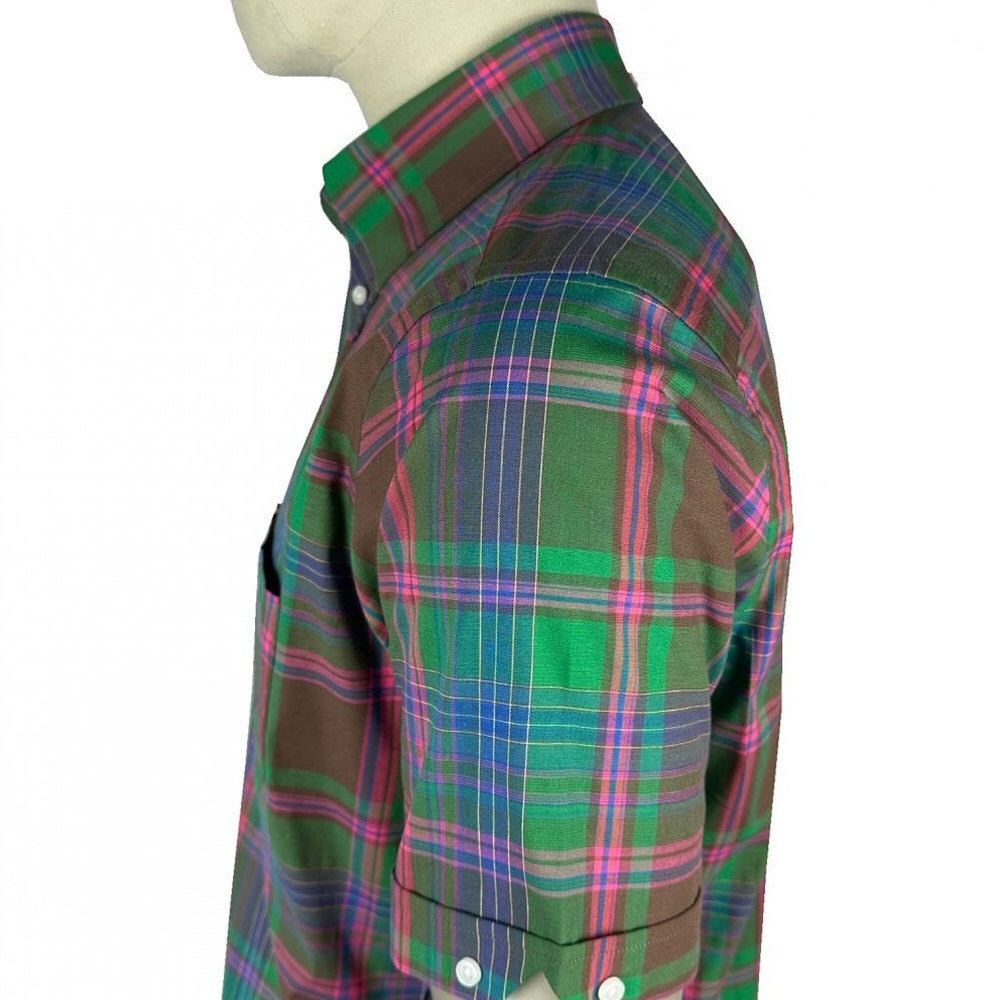 Trojan Records Classic Tartan Check Shirt With Pocket Square Chocolate
