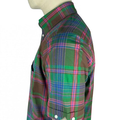 Trojan Records Classic Tartan Check Shirt With Pocket Square Chocolate