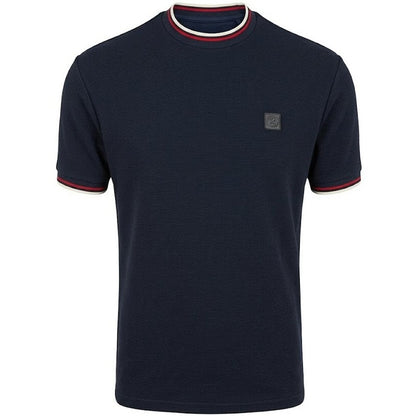 Trojan Records Ottoman Rib Tipped T-Shirt Navy