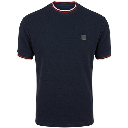 Trojan Records Ottoman Rib Tipped T-Shirt Navy
