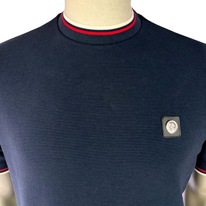 Trojan Records Ottoman Rib Tipped T-Shirt Navy