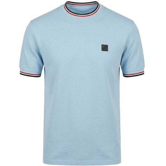 Trojan Records Ottoman Rib Tipped T-Shirt Sky Blue