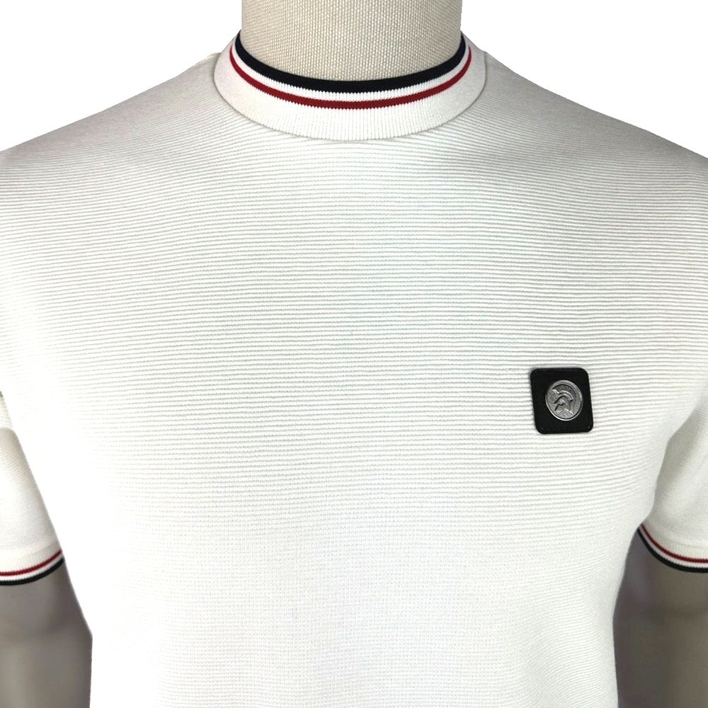 Trojan Records Ottoman Rib Tipped T-Shirt Ecru