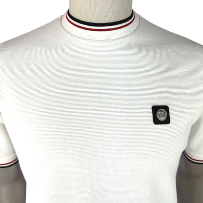 Trojan Records Ottoman Rib Tipped T-Shirt Ecru