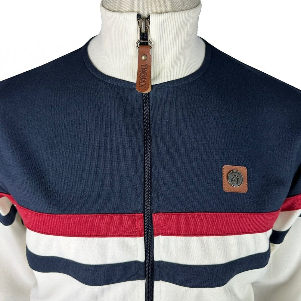 Trojan Records Retro Stripe Track Top Ecru