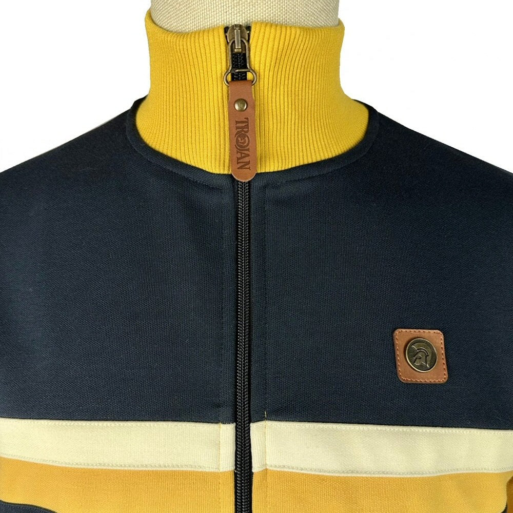 Trojan Records Retro Stripe Track Top Mustard