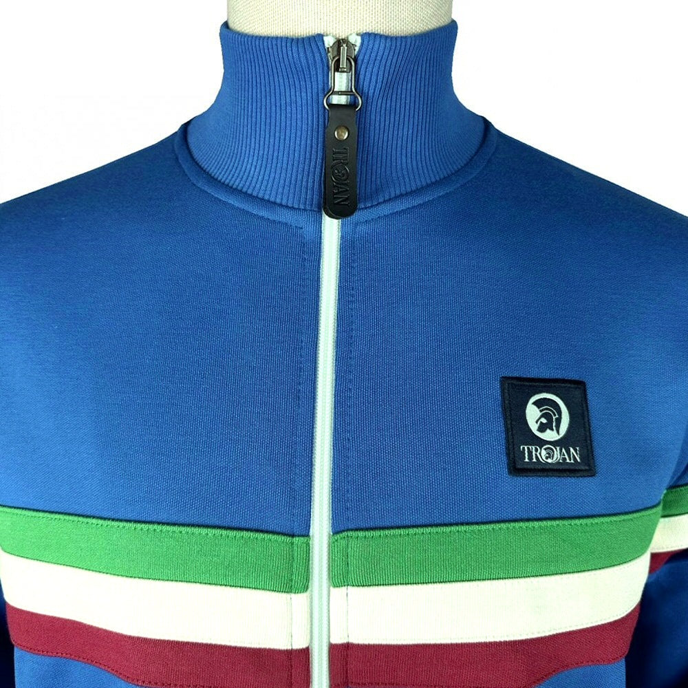 Trojan Records Retro Stripe Track Top Cobalt