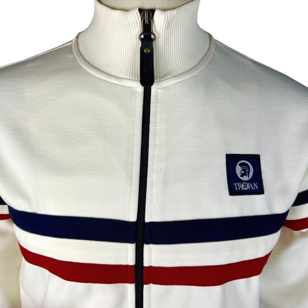 Trojan Records Retro Stripe Track Top Ecru