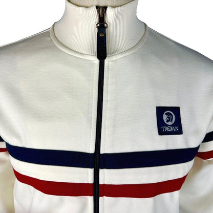 Trojan Records Retro Stripe Track Top Ecru