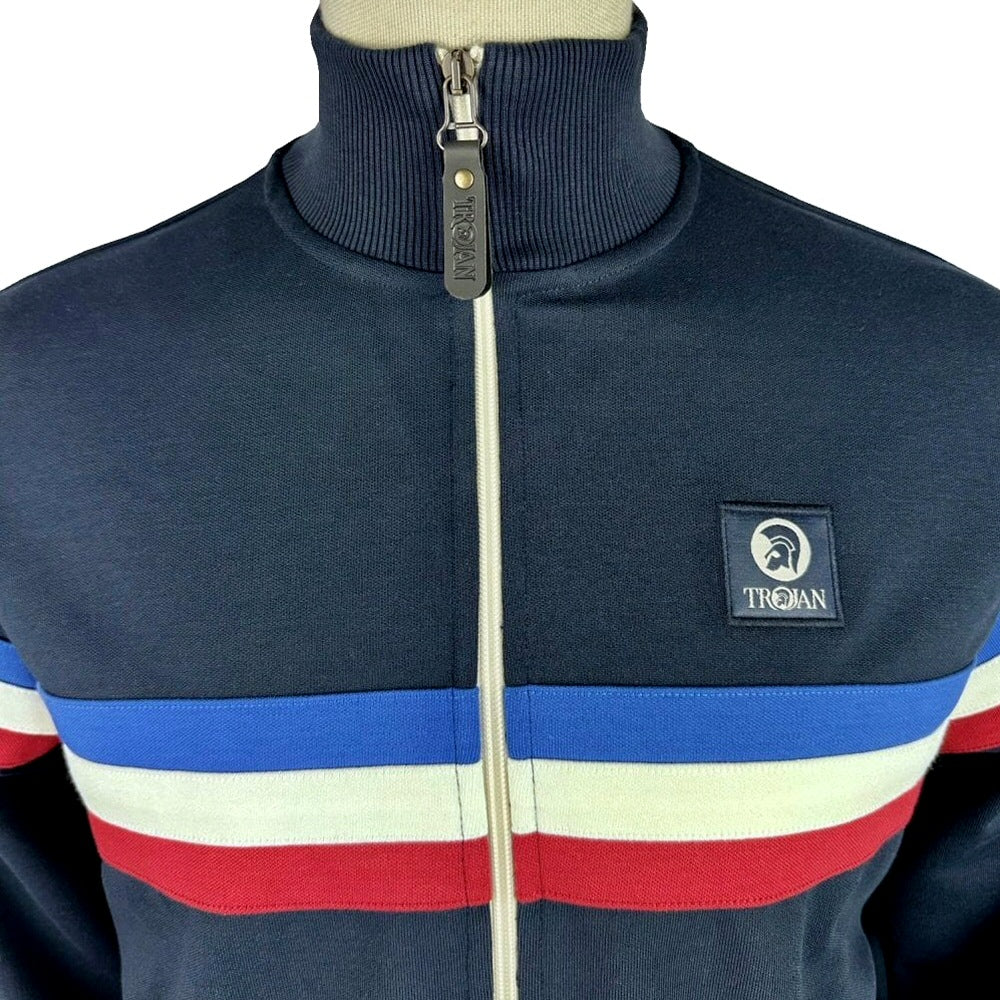 Trojan Records Retro Stripe Track Top Navy