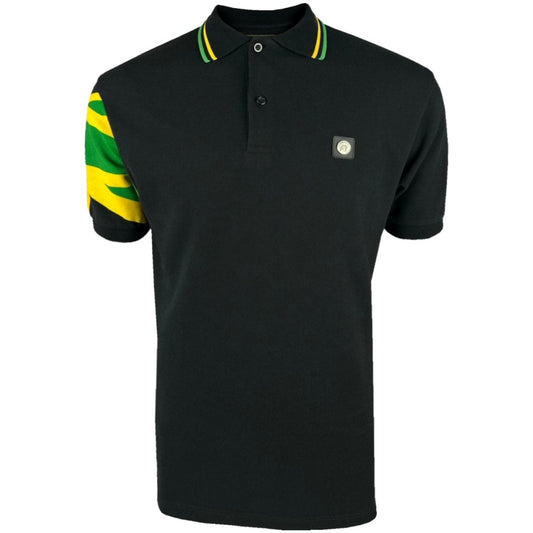 Trojan Records Union Flag Sleeve Pique Polo Shirt Black