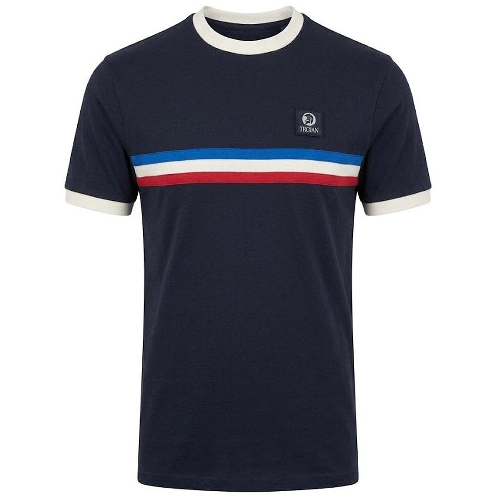 Trojan Records Retro Triple Stripe T-Shirt Navy
