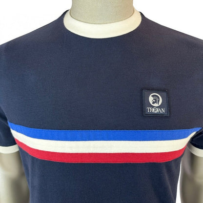 Trojan Records Retro Triple Stripe T-Shirt Navy