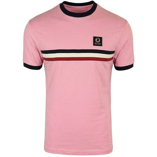 Trojan Records Retro Triple Stripe T-Shirt Pink