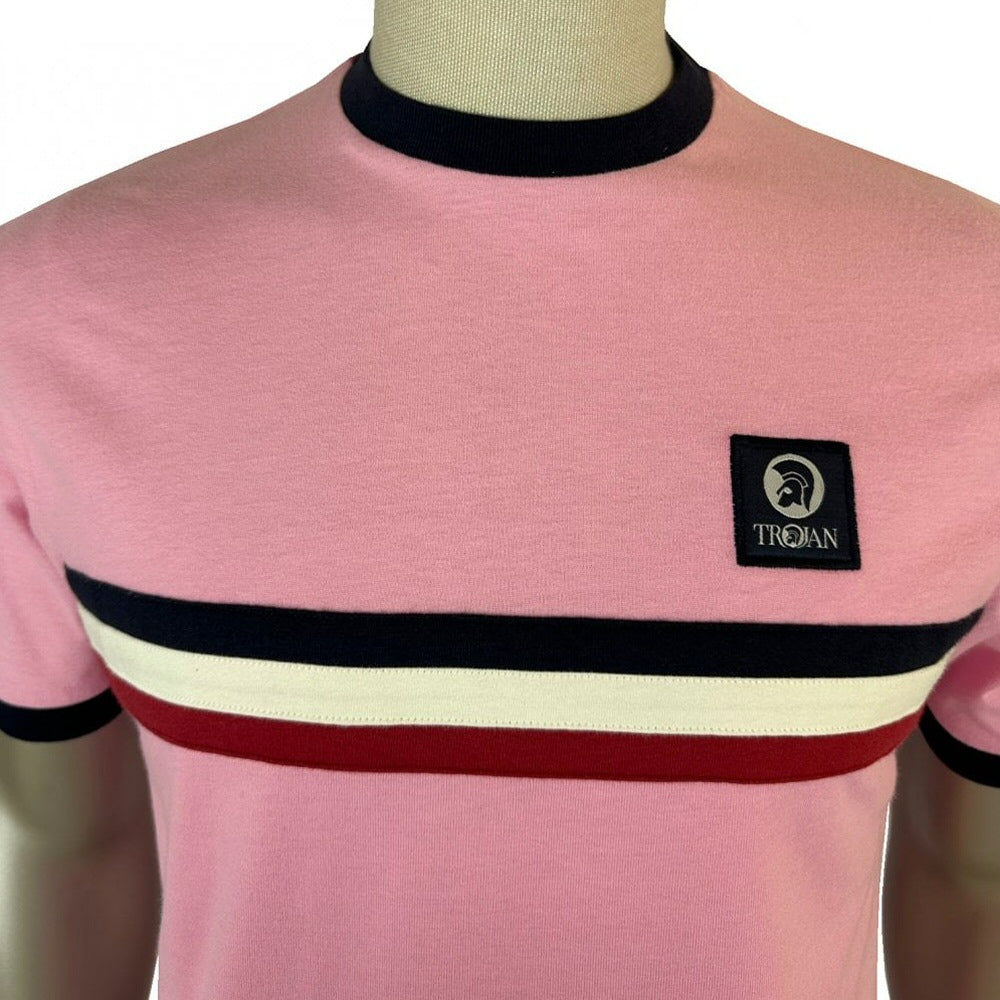 Trojan Records Retro Triple Stripe T-Shirt Pink