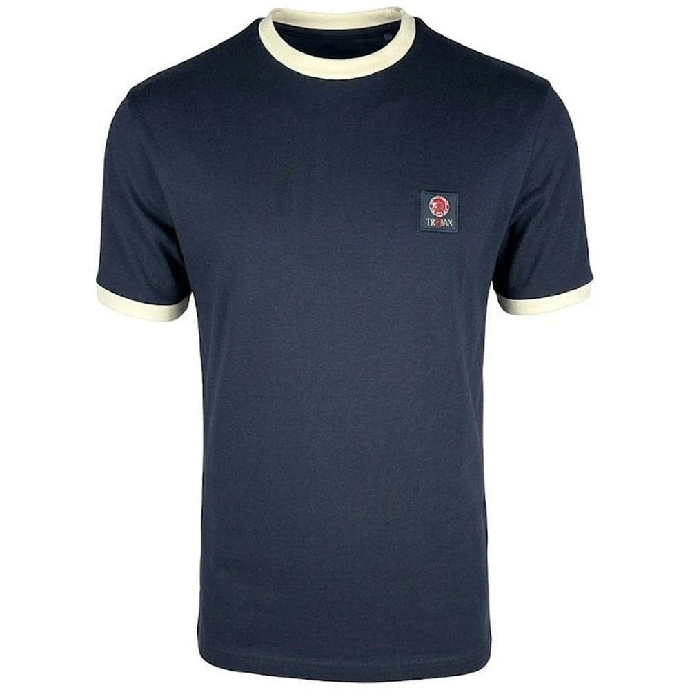 Trojan Records Flag Badged Plain T-Shirt Navy