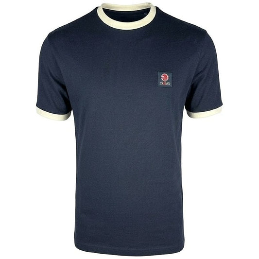 Trojan Records Flag Badged Plain T-Shirt Navy