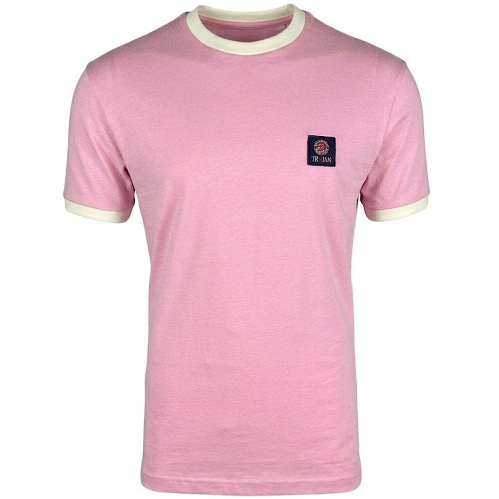 Trojan Records Flag Badged Plain T-Shirt Pink