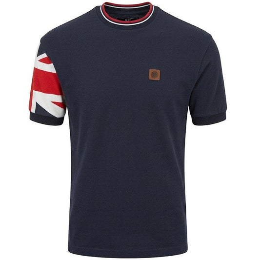 Trojan Records Flag Sleeve Pique T-Shirt Navy