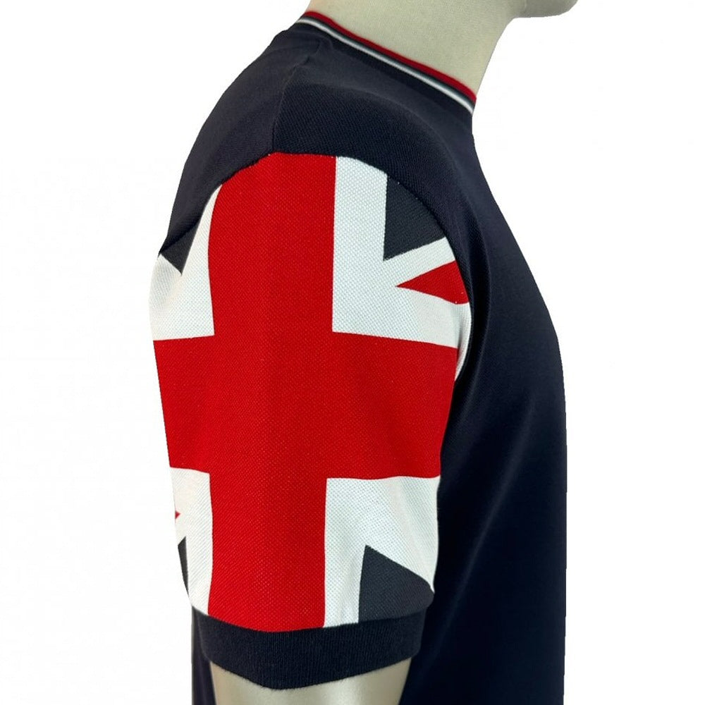 Trojan Records Flag Sleeve Pique T-Shirt Navy
