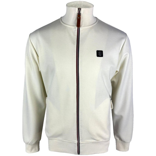 Trojan Records Chrome Zip Track Top Ecru