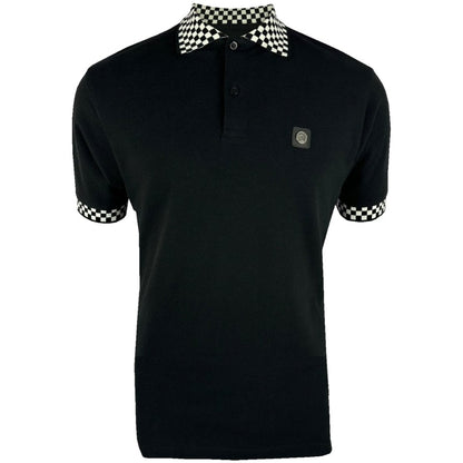Trojan Records Chequerboard Trim Pique Polo Black