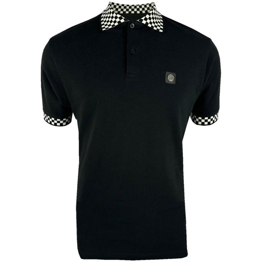 Trojan Records Chequerboard Trim Pique Polo Black