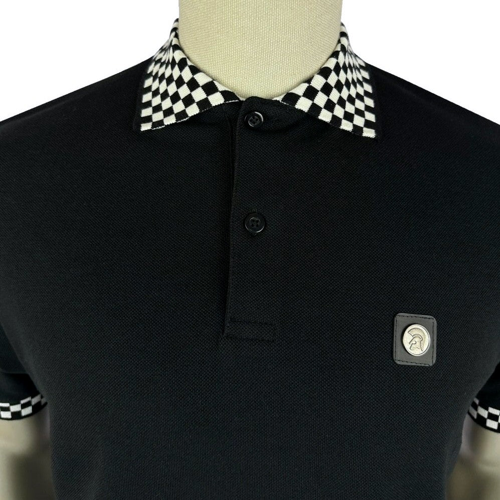 Trojan Records Chequerboard Trim Pique Polo Black