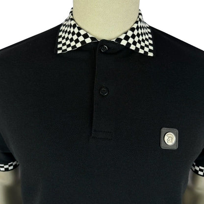 Trojan Records Chequerboard Trim Pique Polo Black
