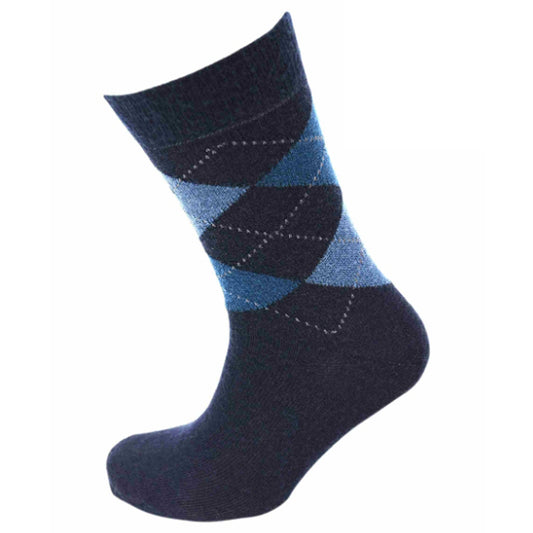 Viyella Quality Wool Mix Argyle Knit Socks Navy