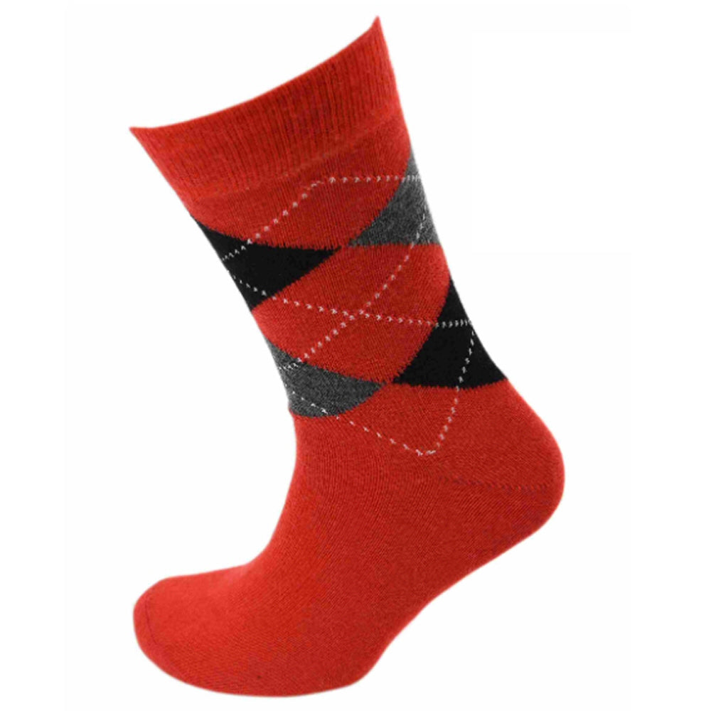 Viyella Quality Wool Mix Argyle Knit Socks Red