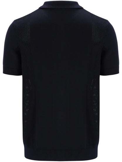 Fila Gold Collection Pointelle Knit Panel Polo Cardi Black