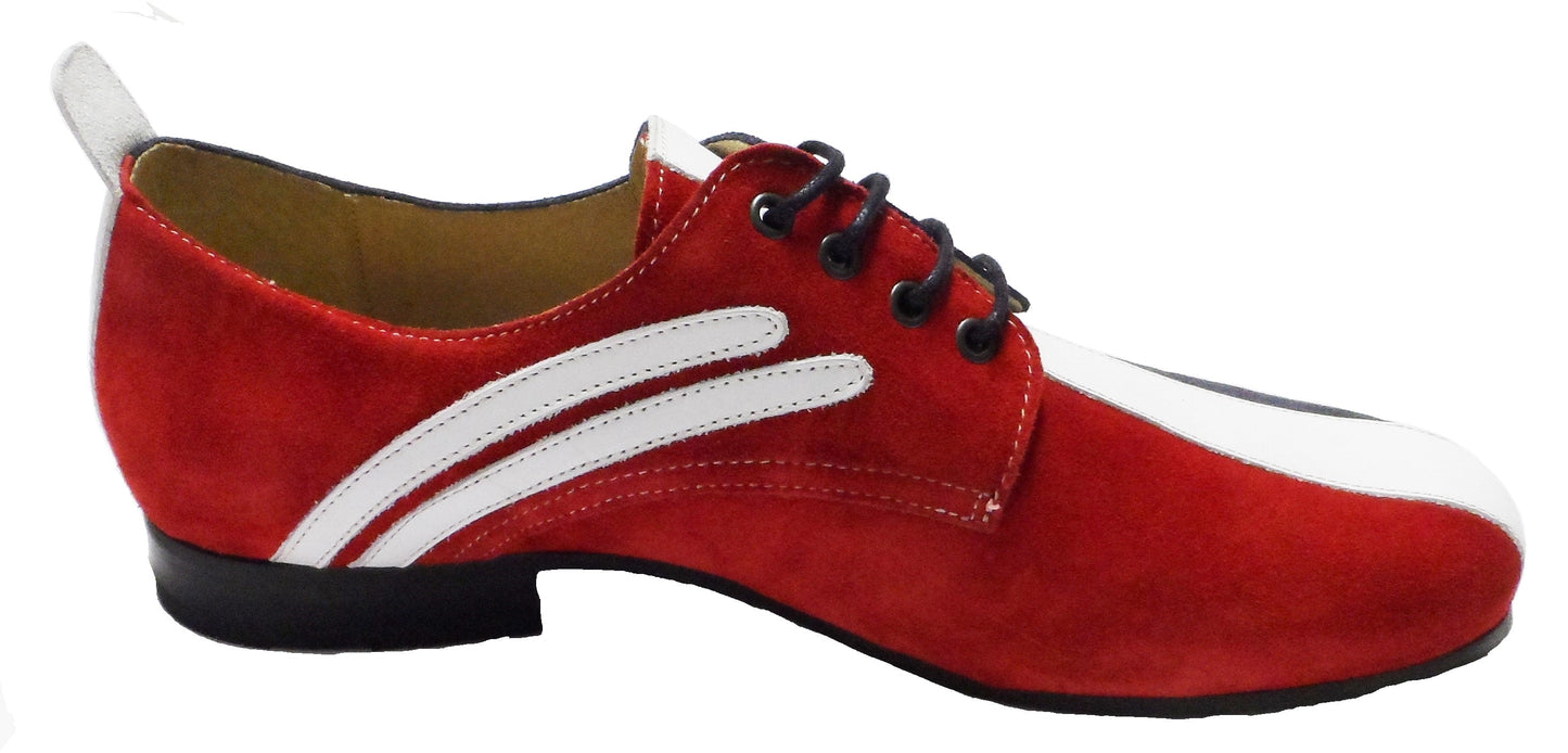 Ikon Original Badger Leather/Suede Shoes in Red White and Blue