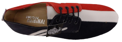 Ikon Original Badger Leather/Suede Shoes in Red White and Blue