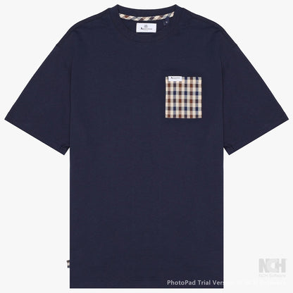 Aquascutum Active Club Check Pocket Plain T-Shirt Navy