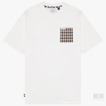 Aquascutum Active Club Check Pocket Plain T-Shirt White