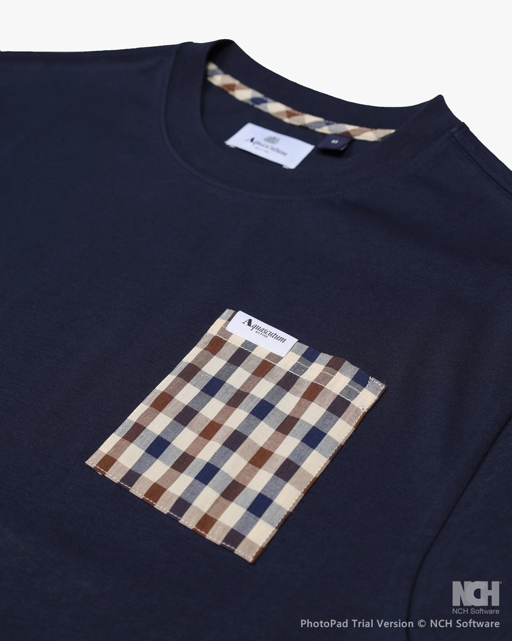 Aquascutum Active Club Check Pocket Plain T-Shirt Navy